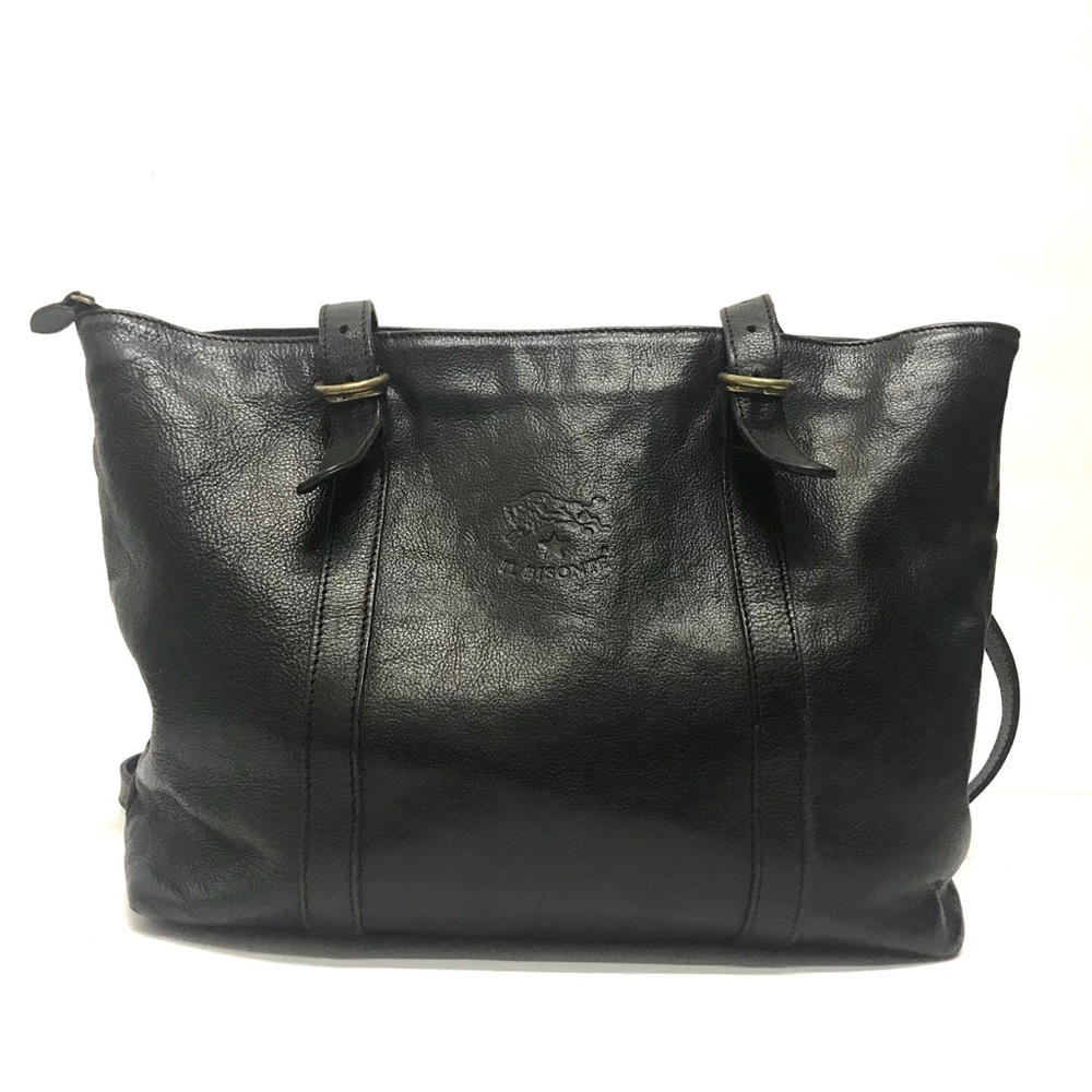 IL BISONTE Black Leather Shoulder Bag